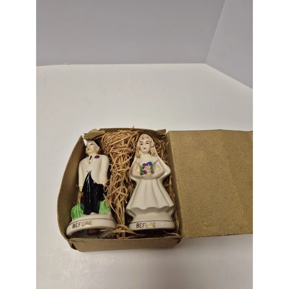 Vintage Bride Groom Before After Time Merches On Salt And Pepper Shakers